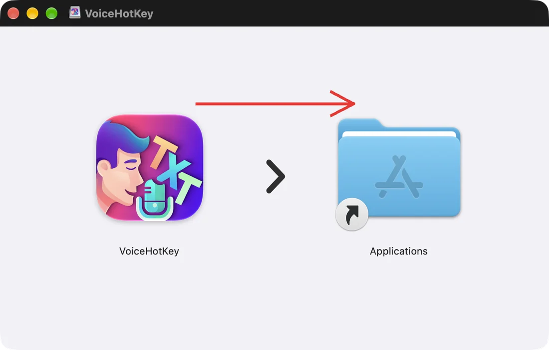 Перетаскивание VoiceHotKey на папку Applications